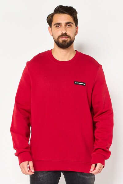 Karl Lagerfeld Men Crew Neck Long Sleeve Brand Long Sweatshirts, Red