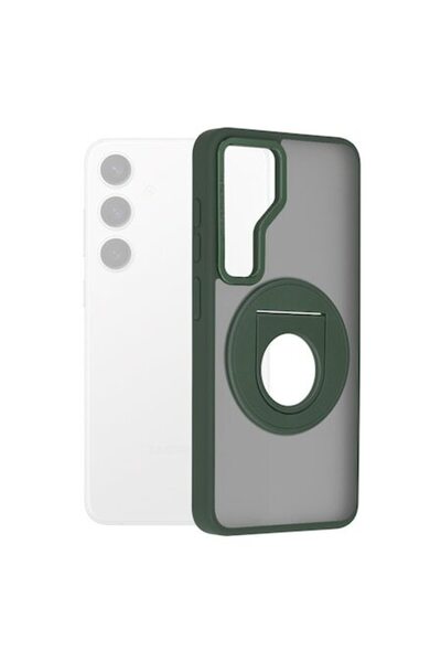PETITE Carcasă Magsafe TPU pentru Samsung Galaxy S24 cu inel, margini negre, spate verde