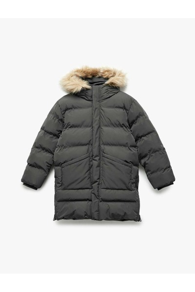 Koton Дългоръкавна, с цип, джобове, дълга качулка и плюшени детайли