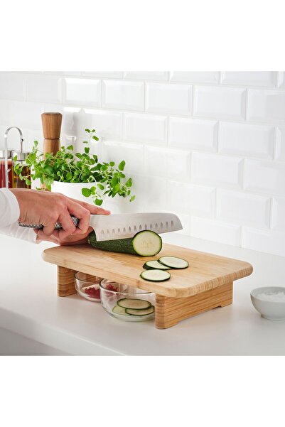 SepetçiBaba Bamboo - Standlı Bambu Doğrama Tahtası Kesme Tahtası 33,5x22 Cm - 66