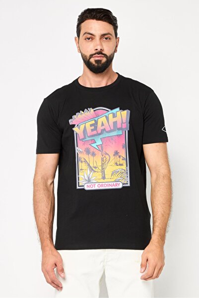 Replay Men Crew Neck Short Sleeve Graphic Print T-Shirt, Black