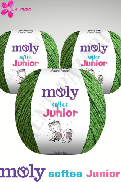 Kent Pazarı Moly Softee Junior 3 Pieces Punch Hand Knitting Yarn Amigurumi Yarn 50 Gr Bag Toy Yarn