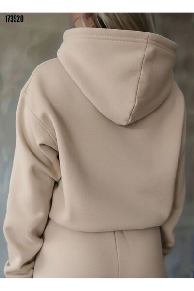 Valeria Butik Women's Nope Printed Hooded Sweatshirt and Bottom Two-Piece Set