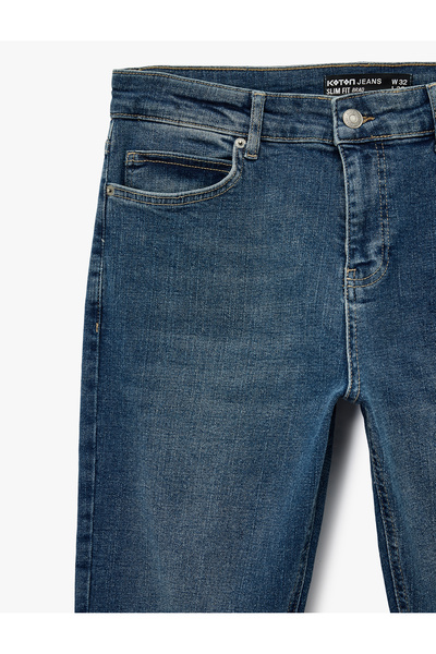 Koton Βαμβακερό τζιν παντελόνι με κανονική μέση λεπτή εφαρμογή - Brad Jean