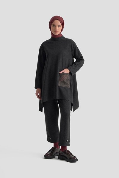 Armine TREND Asymmetrical Double Suit with File Pocket and Hidden Zipper Anthracite 25Kt673