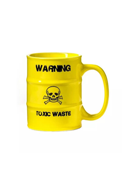 Gonga Barrel-shaped mug with WARNING TOXIC WASTE message, Gonga® Yellow