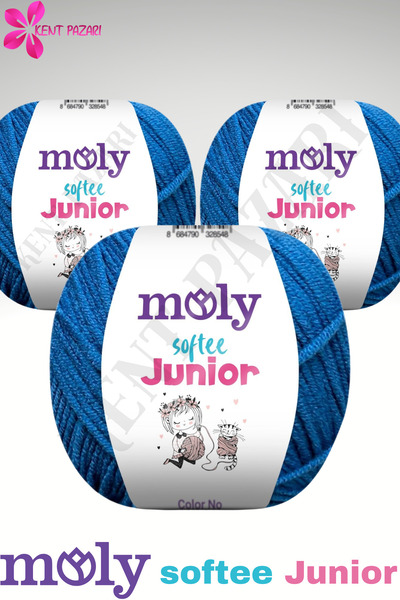 Kent Pazarı Moly Softee Junior 3 Pieces Punch Hand Knitting Yarn Amigurumi Yarn 50 Gr Bag Toy Yarn