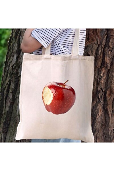 gifttime Bitten Apple Design Cloth Bag – Modern Minimal Printed Shoulder Bag