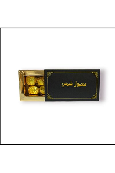 Generic Kuwaiti sun-shaped incense balls in a golden-hued package, in a black box. The box contains 8 pieces.