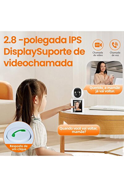 Inava Wi‑Fi Security Camera with 2.8" Monitor, Baby Monitor, Two‑Way Audio, Color Night Vision, 4X Dig