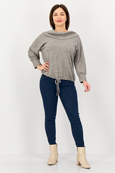 Adrienne Vittadini Women Turtle Neck Heather Sweater, Grey