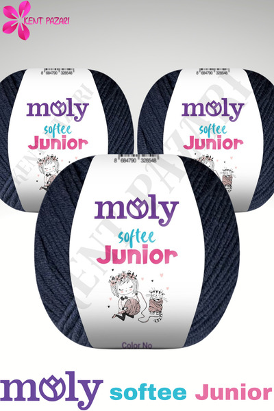 Kent Pazarı Moly Softee Junior 3 Pieces Punch Hand Knitting Yarn Amigurumi Yarn 50 Gr Bag Toy Yarn