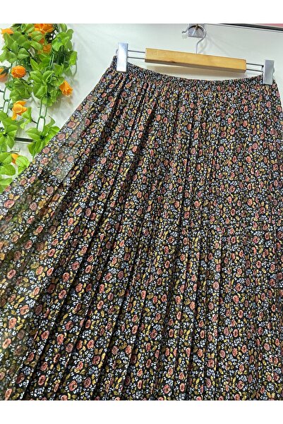 edu collection Crisp Patterned Three-Layer Chiffon Skirt with Lining