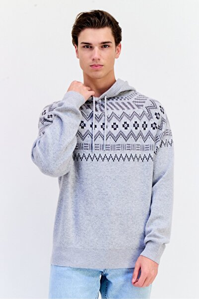 Esprit Men Knitted Long Sleeves Hoodie, Grey