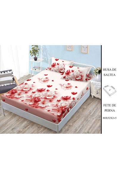 CHIRASO CHIRASO Fitted Sheet Set, Satin Cotton, 160x200 cm and 2 Pillowcases 52x80 cm