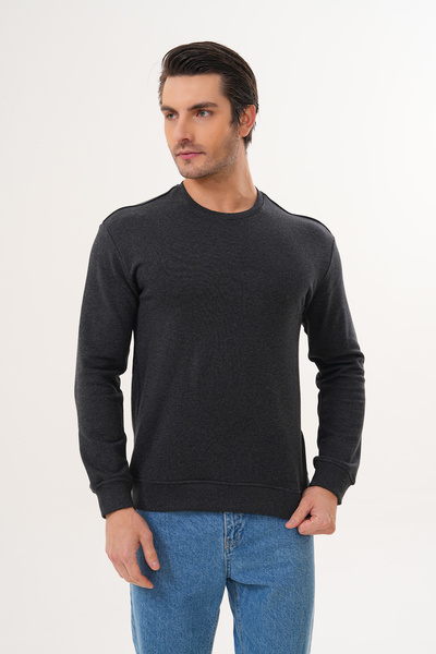 Miss Dünya Lissa Anthracite Unisex Crew Neck 100% Cotton Basic Sweatshirt