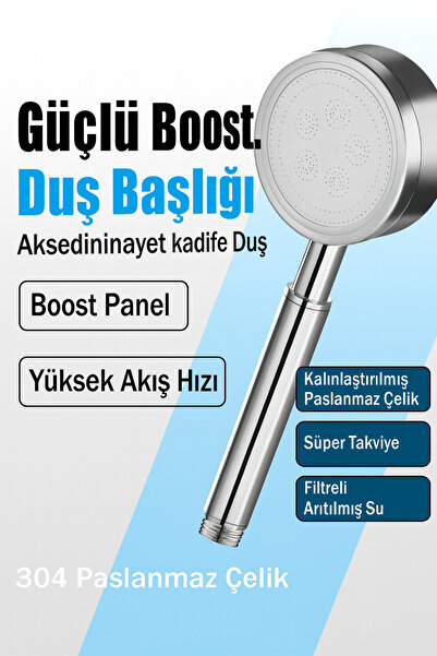 SUVİA Paslanmaz Çelik Duş Başlığı Basınç Arttırıcı – Yüksek Akış Hızı, Filtre...