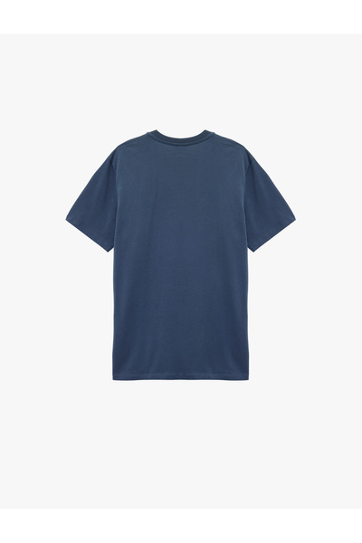 Koton Μπλουζάκι με κοντό μανίκι με λαιμόκοψη από βαμβακερό κέντημα εφαρμοστό