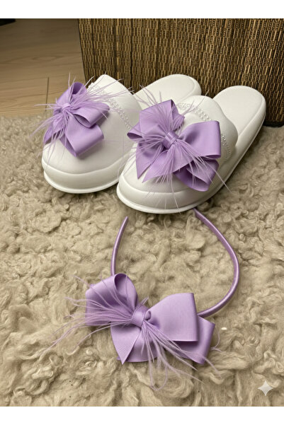 Rengarenk Minikler مجموعة شباشب الأم الحامل المزينة بفيونكة وريش، طقم الأم الحامل، الخروج من المستشفى