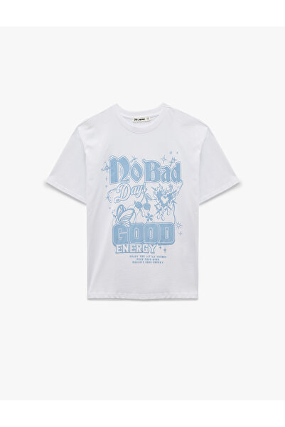 Koton Tricou oversize cu mânecă scurtă, cu decolteu, din bumbac