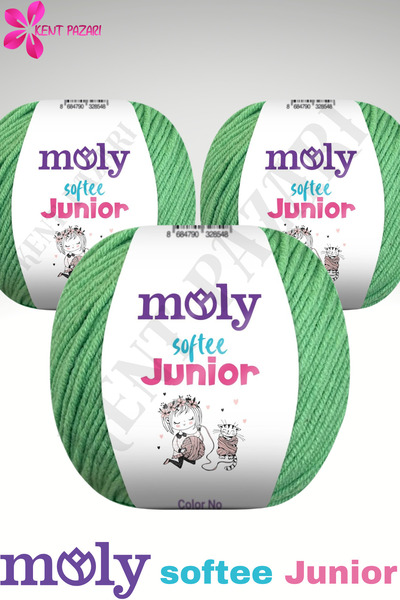 Kent Pazarı Moly Softee Junior 3 Pieces Punch Hand Knitting Yarn Amigurumi Yarn 50 Gr Bag Toy Yarn