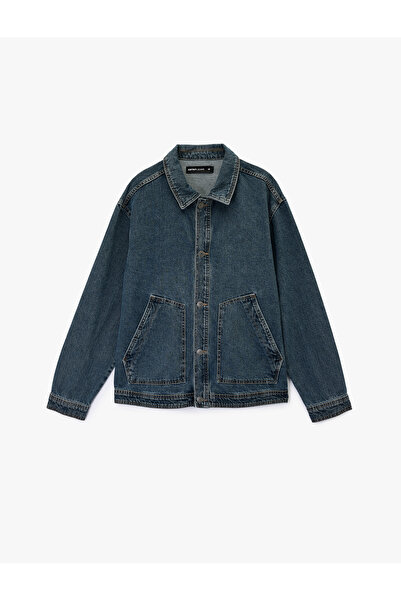 Koton Long Sleeve Pocket Shirt Collar Buttoned Casual Fit Jean Jacket