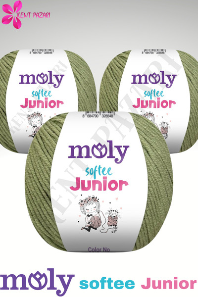 Kent Pazarı Moly Softee Junior 3 Pieces Punch Hand Knitting Yarn Amigurumi Yarn 50 Gr Bag Toy Yarn