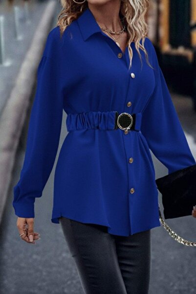 Mossta Imported Crepe Blouse with Collar and Belt Detail - Saks