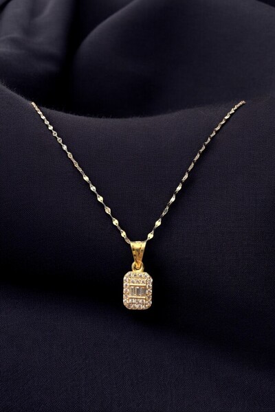 Altınaşkı Aynalı Zincirli Baget Altın Kolye