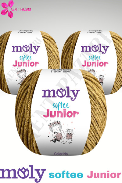 Kent Pazarı Moly Softee Junior 3 Pieces Punch Hand Knitting Yarn Amigurumi Yarn 50 Gr Bag Toy Yarn