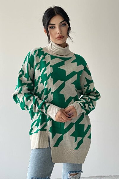 WOMAN VISION Oversize-Pullover aus Strickstoff mit geometrischem Muster aus d...