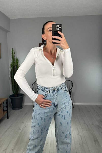 lady special Bluză căptușită cu fermoar și guler polo