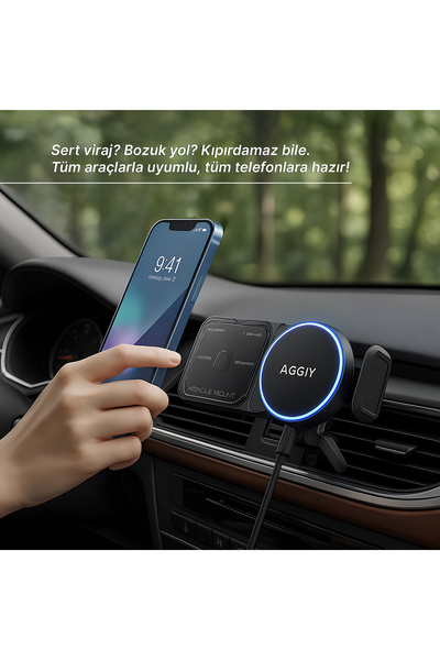 teknowirelessshop Teknowireless 15W Magsafe Wireless Kablosuz Şarj Araç Magne...