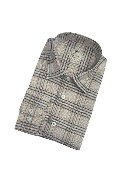 GÖMLEK GALERİSİ Classic Wide Cut Plaid Flannel Wool Men's Shirt