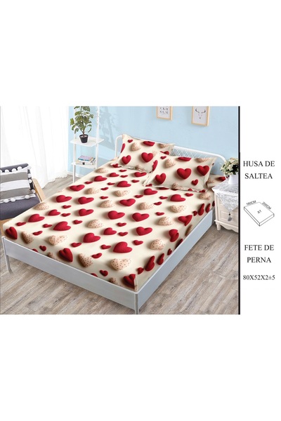 CHIRASO CHIRASO Fitted Sheet Set, Satin Cotton, 160x200 cm and 2 Pillowcases 52x80 cm