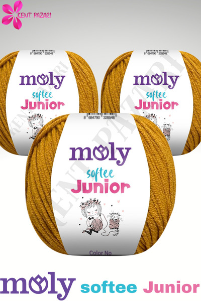 Kent Pazarı Moly Softee Junior 3 Pieces Punch Hand Knitting Yarn Amigurumi Yarn 50 Gr Bag Toy Yarn