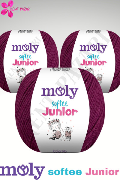 Kent Pazarı خيط حياكة يدوي من مولي سوفتي جونيور، 3 قطع، خيط أميجورومي، 50 جرام، خيط للألعاب