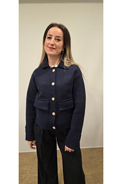 HSNGIYIM Polo Collar Cardigan