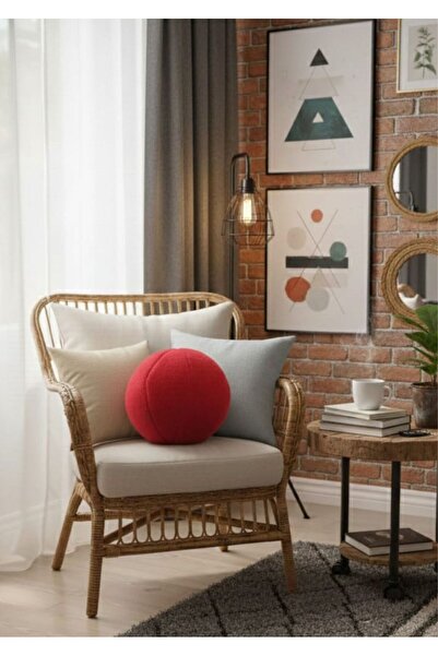 Plush Soft Dekoratif Peluş Top Kırlent - Yastık - Minder Dolgulu