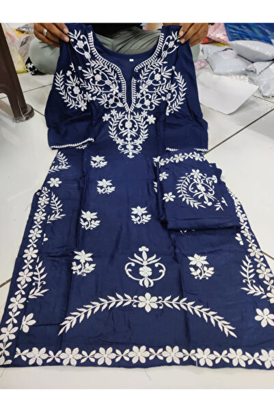 MYSMAR Navy Blue Rayon Salwar Kameez - FFT1818 | Navy Blue