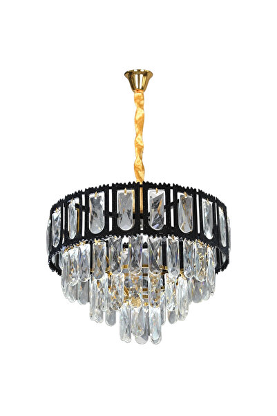 HAMER Luxurious modern black crystal pendant chandelier, 40 cm diameter
