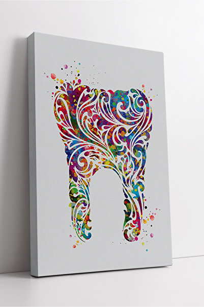 KOSS Dijital Siluetă dentară cu modele colorate, design artistic modern, pict...