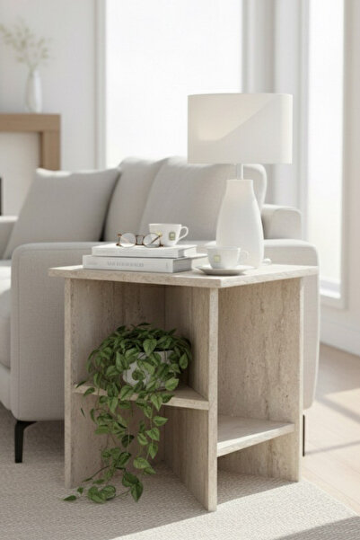 Orysa Design YS-1 Yan Sehpa, Köşe Sehpa, Traverten