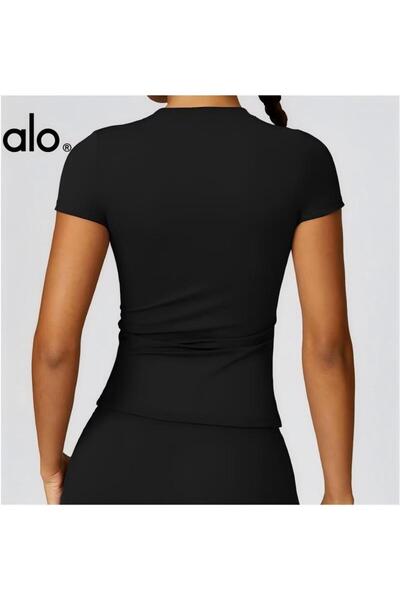 Alo Lady Sports Short Sleeve Quick Drying（Black）