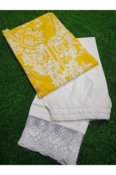 MYSMAR Yellow Cotton Kurti Pant - FFT1672 | Yellow