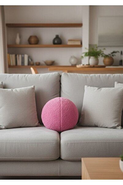 Plush Soft Dekoratif Peluş Top Kırlent - Yastık - Minder Dolgulu