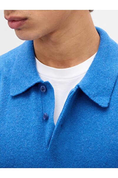 GAP Erkek Mavi CashSoft Relaxed Polo Kazak