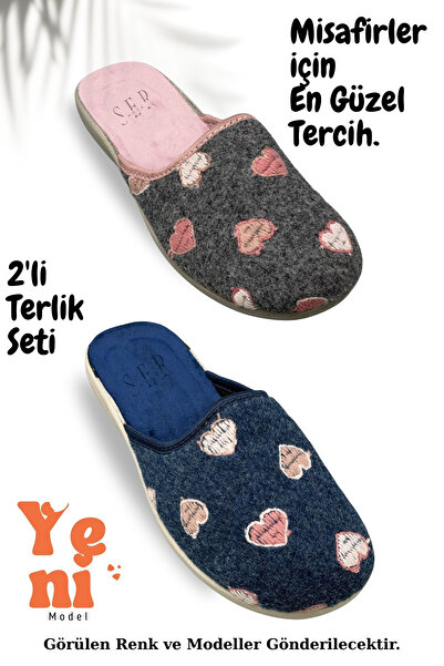 sermoda شباشب منزلية نسائية – طقم من قطعتين، نعال دافئة للمنزل بنعل خفيف الوزن من البولي