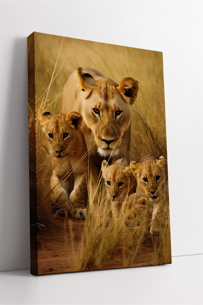 KOSS Dijital Pictură pe pânză cu temă Drumeții în savan cu mama leului și pui...