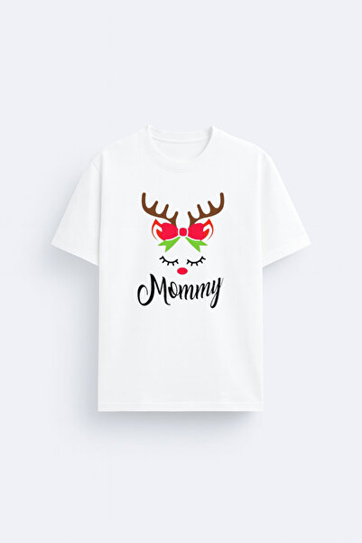 MODA تي شيرت رأس السنة الجديدة 2026 لعيد الميلاد سانتا كلوز مطبوع أبيض برقبة ...